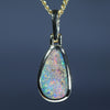 Natural Solid Australian Boulder Opal Gold Pendant (10.5mm x 6mm) Code - Z107