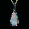 Natural Solid Australian Boulder Opal Gold Pendant (10.5mm x 6mm) Code - Z107