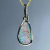 Natural Solid Australian Boulder Opal Gold Pendant (10.5mm x 6mm) Code - Z107