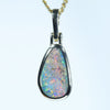 Natural Solid Australian Boulder Opal Gold Pendant (10.5mm x 6mm) Code - Z107