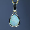 Natural Solid Australian Boulder Opal Gold Pendant (8mm x 6.5mm) Code - Z106