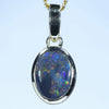 Lightning Ridge Solid Black Opal Gold Pendant (9mm x 6.5mm ) Code - Z76
