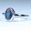 Australian Solid Boulder Opal Silver Ring - Size 5.75 CC651