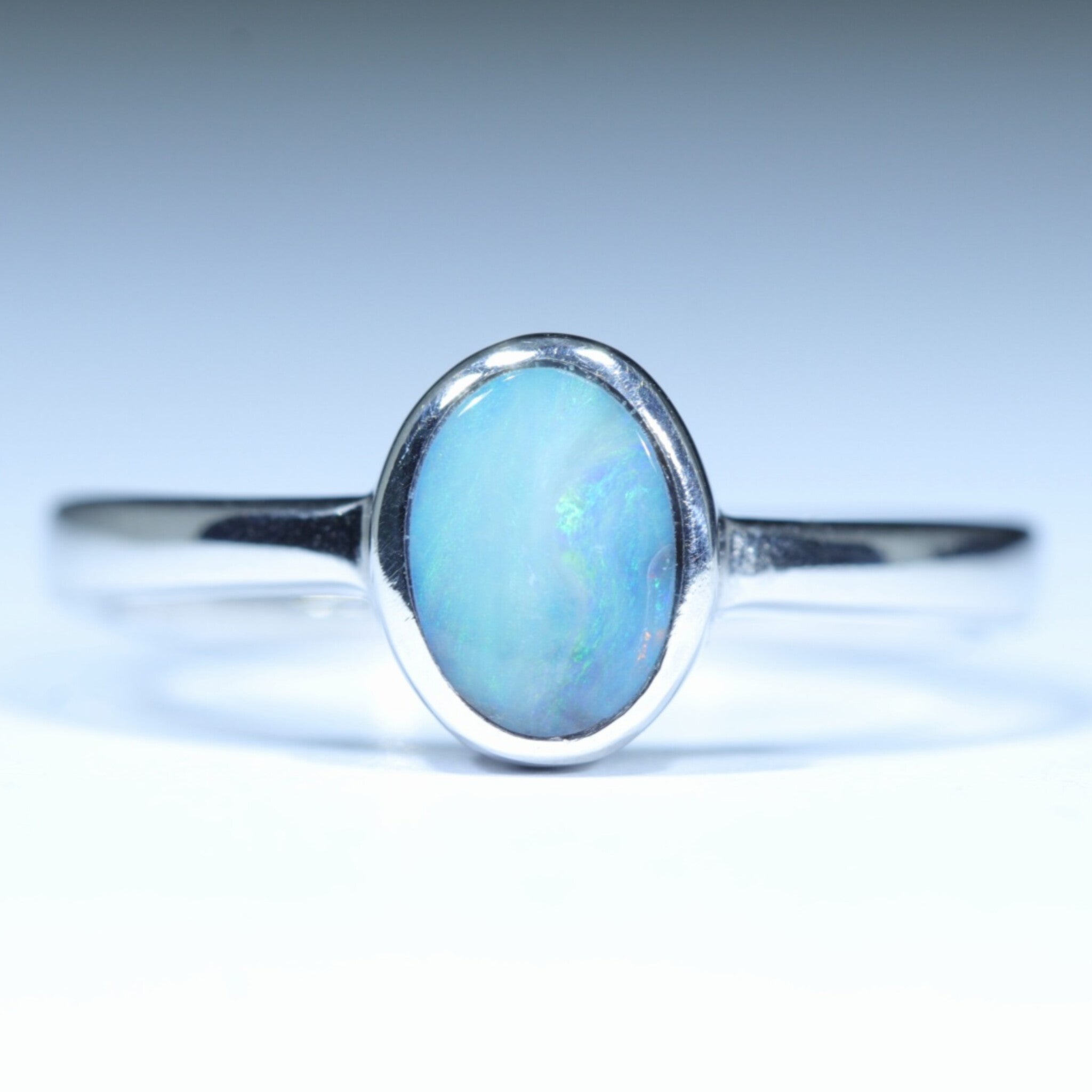 Australian Solid Boulder Opal Silver Ring - Size 7 CC645