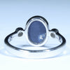 Lightning Ridge Solid Black Opal and Diamond Silver Ring - Size 7.75 Code CC563