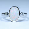 Natural Australian Coober Pedy Opal Silver and Diamond Opal Ring