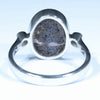 Australian Solid Boulder Opal and Diamond Silver Ring - Size 8.25 Code CC648