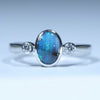 Natural Australian Boulder Opal Silver and Diamond Ring