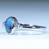Australian Solid Boulder Opal and Diamond Silver Ring - Size 6.75 Code CC565
