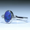 Lightning Ridge Solid Black Opal and Diamond Silver Ring - Size 7.5 Code CC559