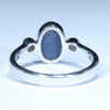 Lightning Ridge Solid Black Opal and Diamond Silver Ring - Size 7.5 Code CC559