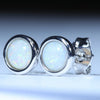 Natural Coober Pedy Solid White Opal Silver Studs