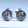 Natural Australian Solid Boulder Opal Matrix Silver Studs