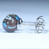 Australian Boulder Opal Matrix Silver Stud Earrings (7mm) Code V130