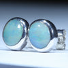 Coober Pedy Solid Opal Silver Stud Earring (8mm x 7.5mm) Code -V129