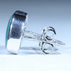 Lightning Ridge Solid Opal Silver Earrings (9.5mm x 7mm) Code - V115
