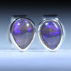 Australian Black Opal Silver Earrings (5mm x 4mm) Code - V132
