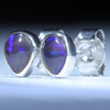 Australian Black Opal Silver Earrings (5mm x 4mm) Code - V132