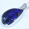 10k White Gold - Solid Queensland Boulder Opal - Natural Diamonds