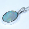 10k White Gold - Solid Coober Pedy Dark Opal - Natural Diamonds
