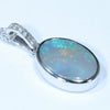 Coober Pedy Dark Opal and Diamond White Gold Pendant (13mm x 9mm ) Code - Z631