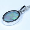 Coober Pedy Dark Opal and Diamond White Gold Pendant (13mm x 9mm ) Code - Z631
