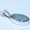 Coober Pedy Dark Opal and Diamond White Gold Pendant (13mm x 9mm ) Code - Z631