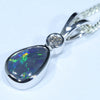 10k White Gold - Solid Lighting Ridge Black Opal - Natural Diamond