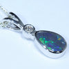 Lightning Ridge Black Opal and Diamond White Gold Pendant (8mm x 5mm) Code - Z105