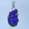 Natural Australian Boulder Opal white Gold and Diamond Pendant