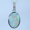 Natural Australian Coober Pedy Dark Opal White Gold and Diamond Pendant