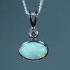 Natural Australian Boulder Opal White Gold Opal and Diamond Pendant