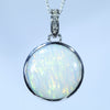 Natural Australian White Gold White Opal and Diamond Pendant