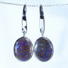 Australian Boulder Opal Matrix Silver Earrings (12mm x 9mm) Code - V124