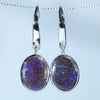 Australian Boulder Opal Matrix Silver Earrings (12mm x 9mm) Code - V124