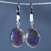 Australian Boulder Opal Matrix Silver Earrings (12mm x 9mm) Code - V124