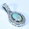 Natural Australian Crystal Opal and Diamond White Gold Pendant (8mm x 5mm) Code - Z134