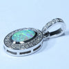Natural Australian Crystal Opal and Diamond White Gold Pendant (8mm x 5mm) Code - Z134