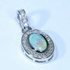 Natural Australian Crystal Opal and Diamond White Gold Pendant (8mm x 5mm) Code - Z134