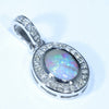 Natural Australian Boulder Opal and Diamond White Gold Pendant (8mm x 6mm) Code - Z133