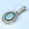 Natural Australian Crystal Opal and Diamond Gold Pendant (7mm x 5mm) Code - Z127