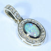 Natural Australian Crystal Opal and Diamond Gold Pendant (7mm x 5mm) Code - Z127