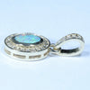 Natural Australian Crystal Opal and Diamond Gold Pendant (7mm x 5mm) Code - Z127