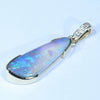 Lightning Ridge Solid Crystal Opal and Diamond Gold Pendant (23mm x 8mm) Code - Z121