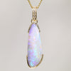 Natural Australian Crystal Opal Gold and Diamond Pendant
