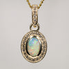 Natural Australian Crystal Opal and Diamond Gold Pendant (7mm x 5mm) Code - Z127