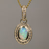 Natural Australian Crystal Opal and Diamond Gold Pendant (7mm x 5mm) Code - Z127