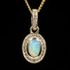 Natural Australian Crystal Opal and Diamond Gold Pendant (7mm x 5mm) Code - Z127