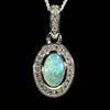 Natural Australian Crystal Opal and Diamond White Gold Pendant (8mm x 5mm) Code - Z134