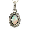 Natural Australian Crystal Opal and Diamond White Gold Pendant (8mm x 5mm) Code - Z134